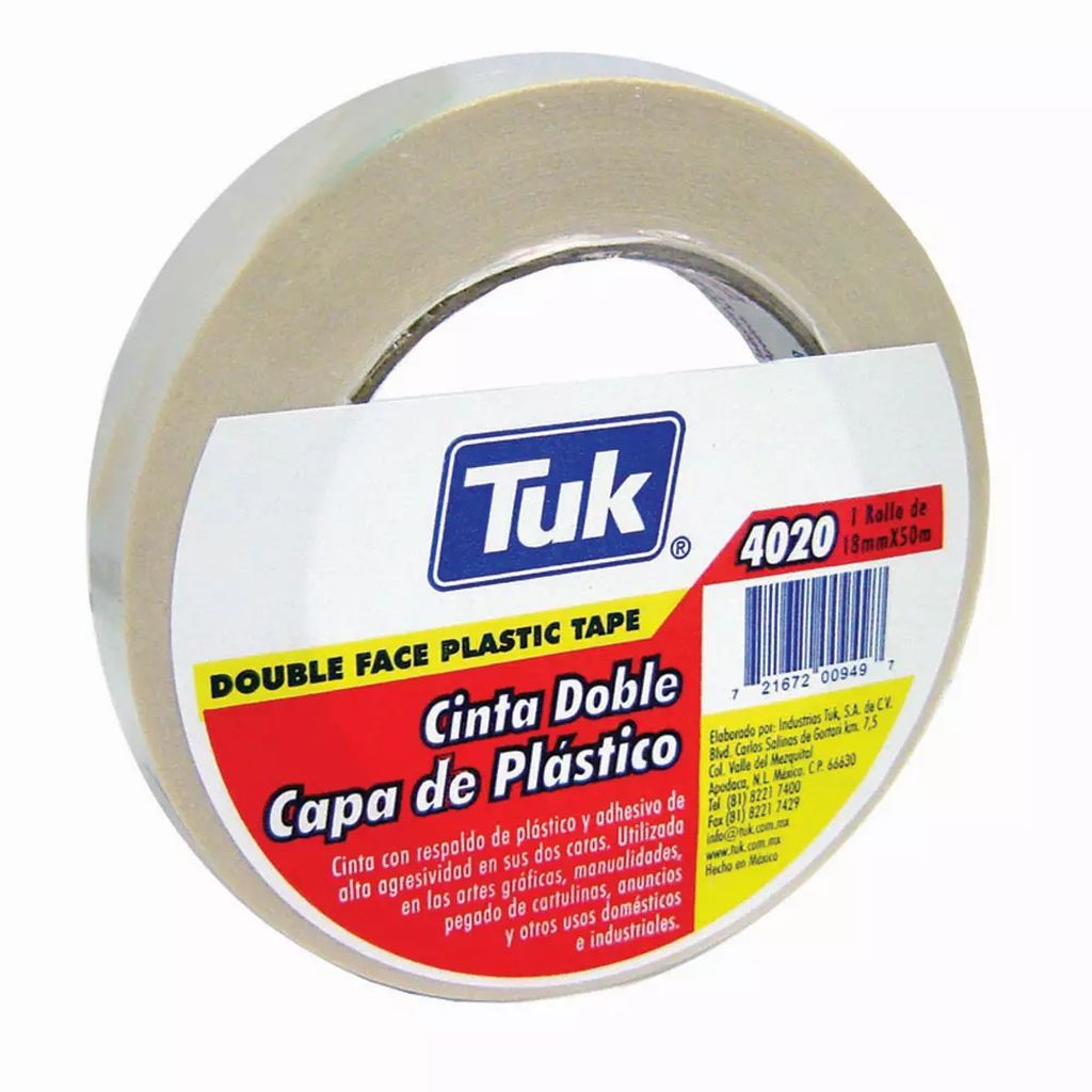 CINTA DOBLE CARA 18X50 POLIESTER ECONOMICA 4020, TUK