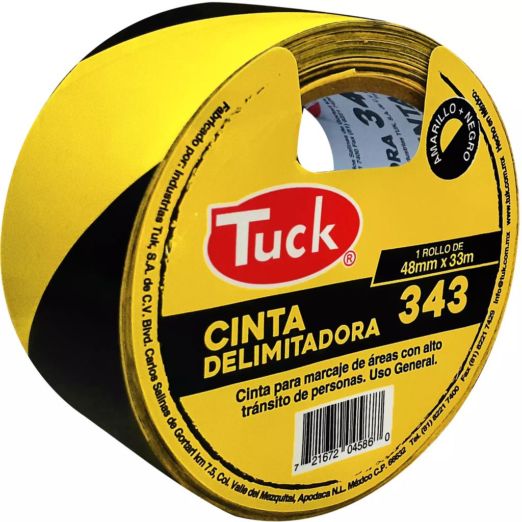 CINTA DELIMITADORA ADHESIVA 48MMX33MT AMARILLA-NEGRA, TUK