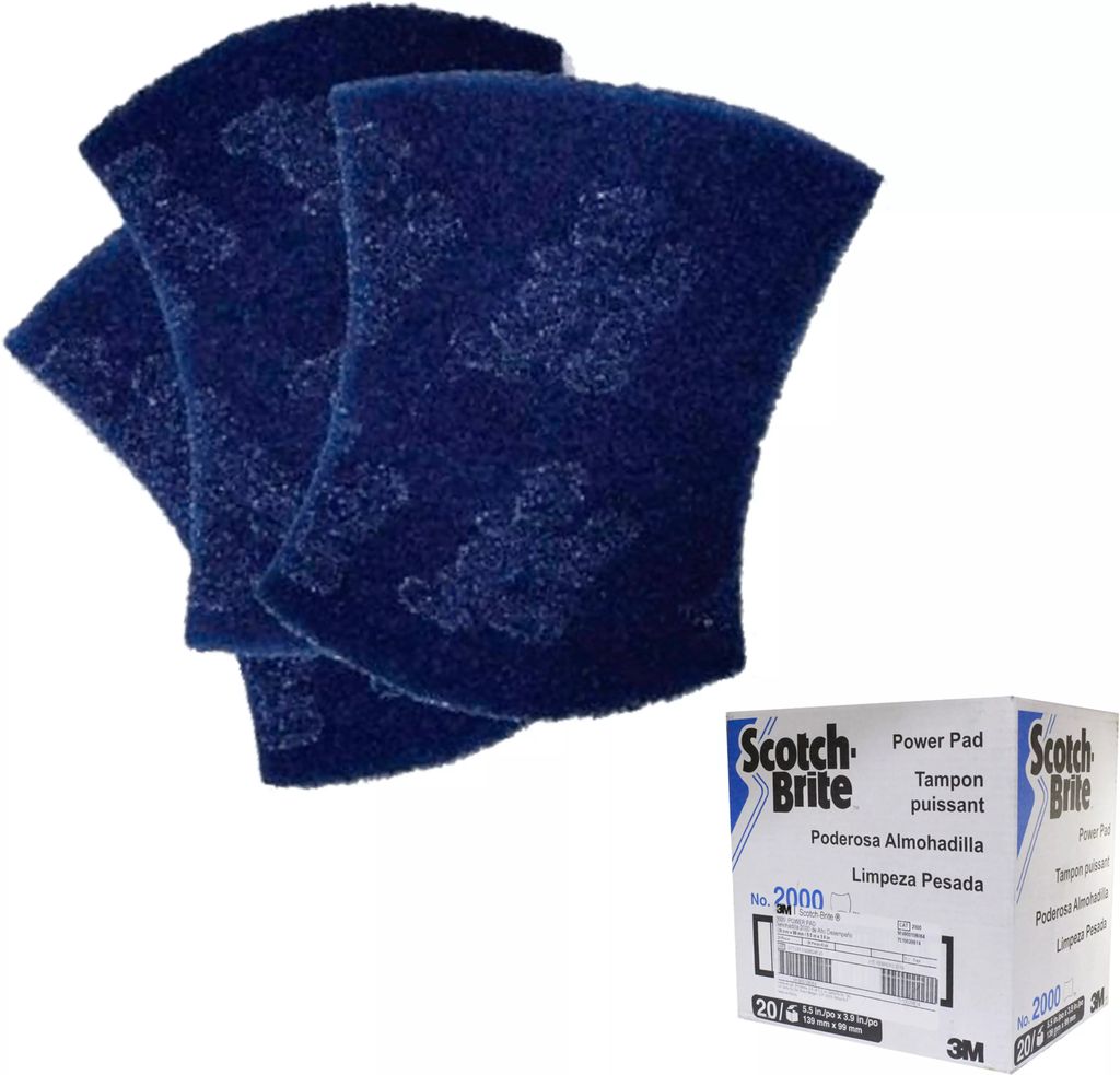 ALMOHADILLA DE FIBRA AZUL GRANO FINO ERGONOMICA 3.7/8"X5.1/2"X1/4" (SCOTCH-BRITE PROFESSIONAL), 3M
