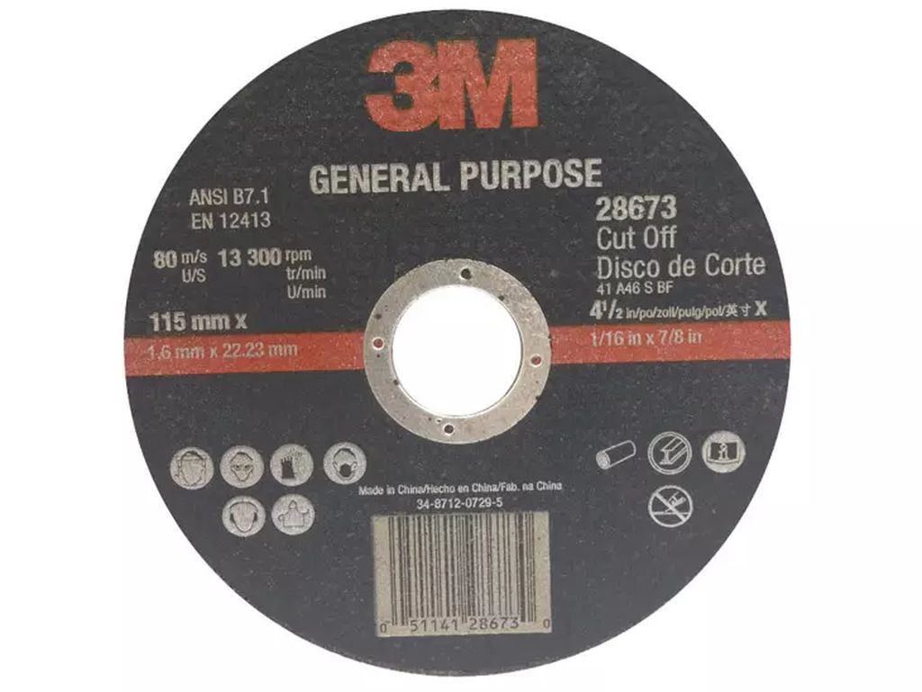 DISCO PARA CORTE DE METAL 4.1/2"X3/64"X7/8" SUPER DELGADO, 3M