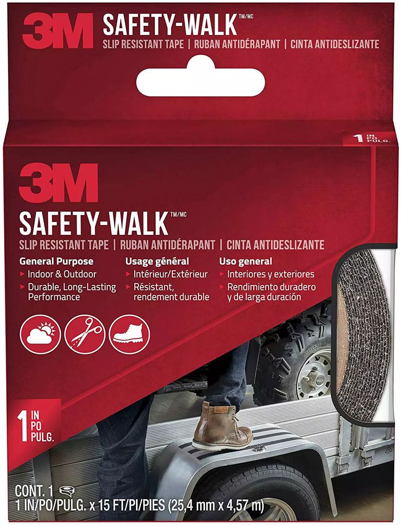 CINTA ANTIDERRAPANTE NEGRA USO GENERAL ROLLO 2.54CMX4.57M (SAFETY-WALK) (7634NA), 3M