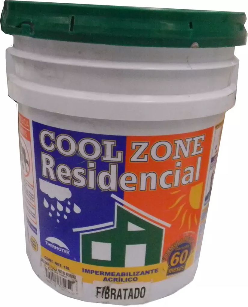 [T9 102159] IMPERMEABILIZANTE FIBRATADO 5 AÑOS 18 LT BLANCO COOL ZONE RESIDENCIAL, THERMOTEK