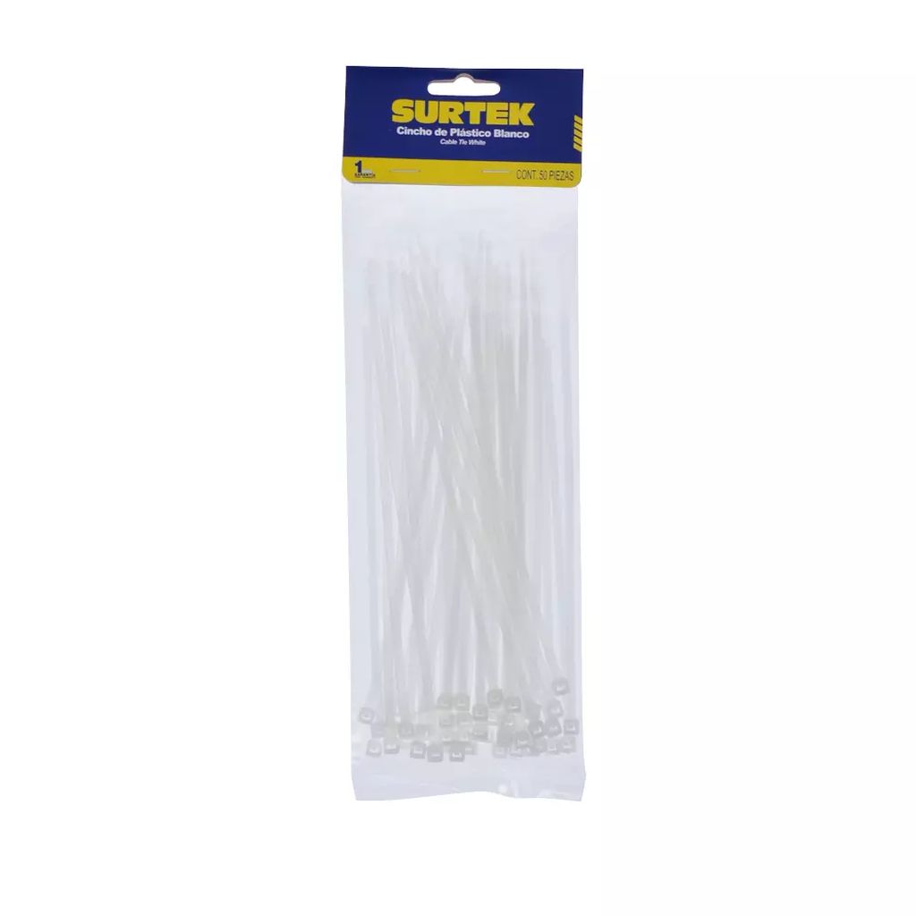CINCHOS DE PLASTICO 150MM X 3.6MM BLANCO (50 PZAS), SURTEK