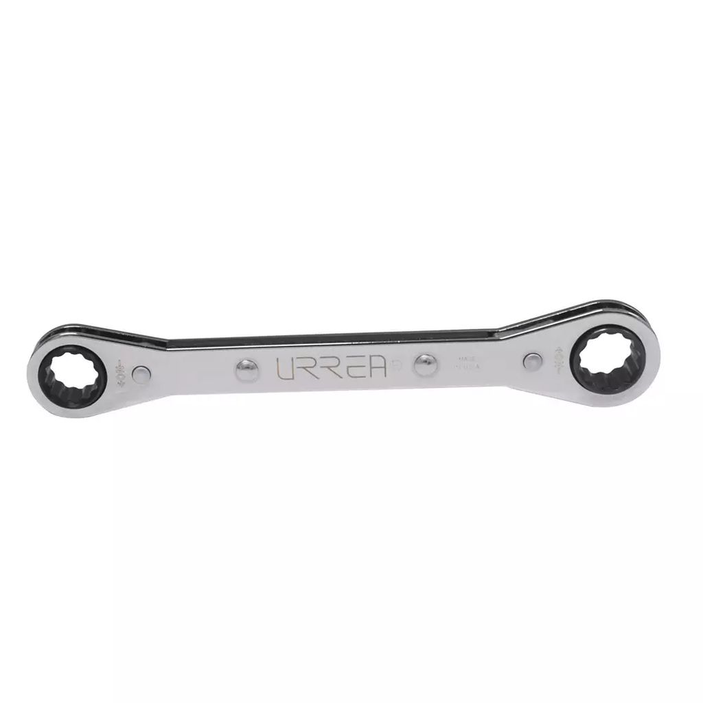 LLAVE DE ESTRIAS DE MATRACA PLANAS 1/2"X9/16" 12 PTAS PULIDO ESPEJO, URREA