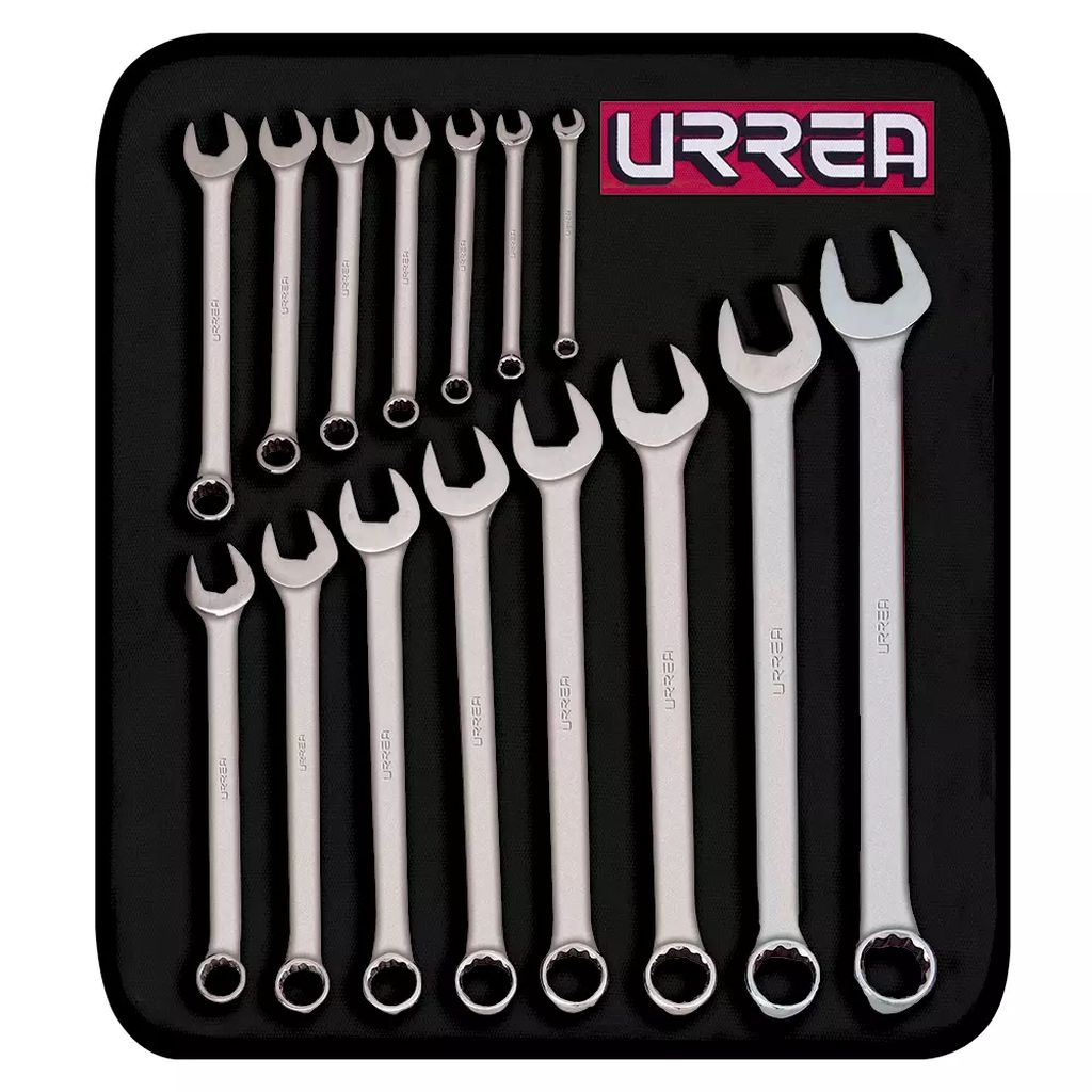 JUEGO DE LLAVES COMBINADAS PLG (15 PZAS) SATINADAS ESTUCHE DE VINIL, URREA