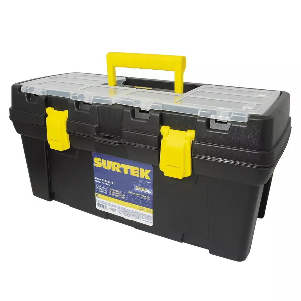 CAJA PARA HERRAMIENTA 20 " X9 "  PLASTICA AMARILLA CON ORGANIZADOR, SURTEK