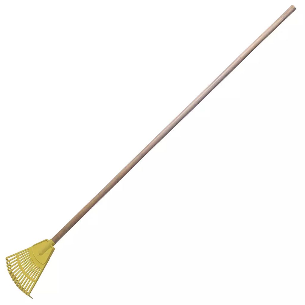 ESCOBA PARA JARDIN PLASTICA 14 DIENTES MANGO MADERA ALTO IMPACTO, SURTEK