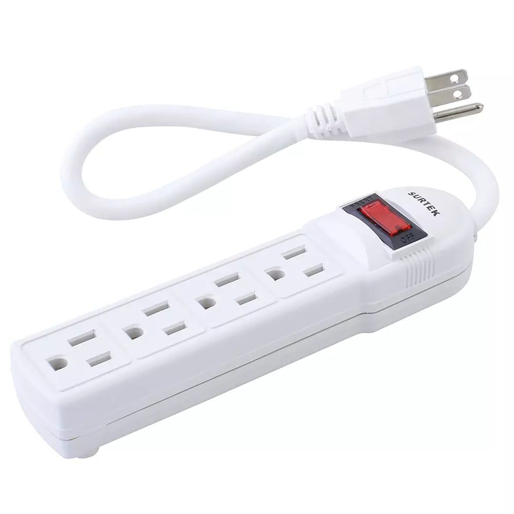 MULTICONTACTO ELECTRICO 127V 4 ENTRADAS ATERRIZADAS BARRA (BLANCO), SURTEK