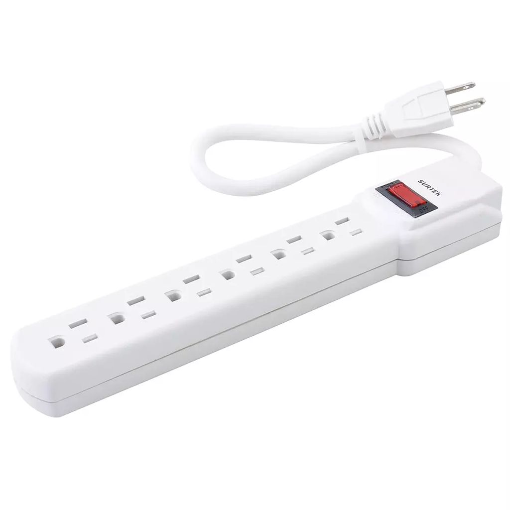 MULTICONTACTO ELECTRICO 127V 6 ENTRADAS ATERRIZADAS BARRA (BLANCO), SURTEK