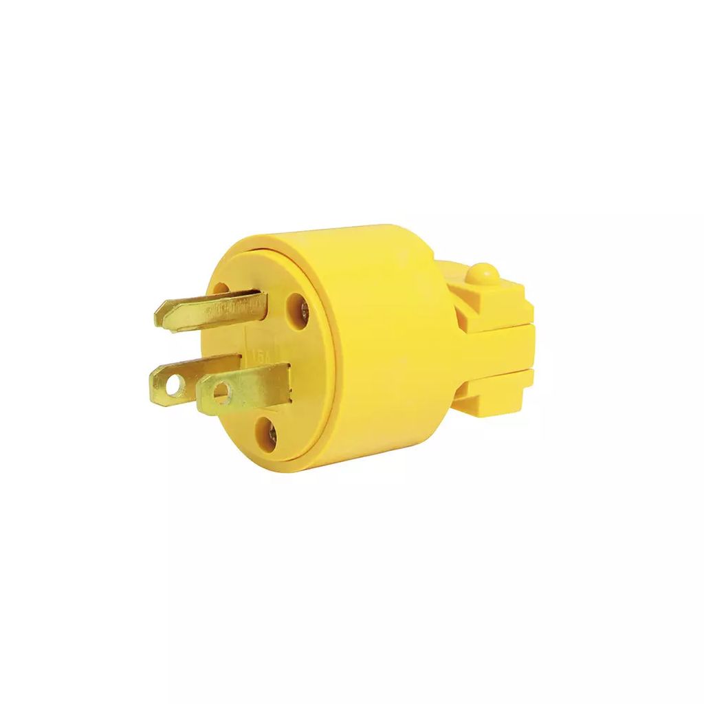 CLAVIJA ELECTRICA PLASTICA 127VOLT ATERRIZADA C/ABRAZADERA AMARILLO, SURTEK