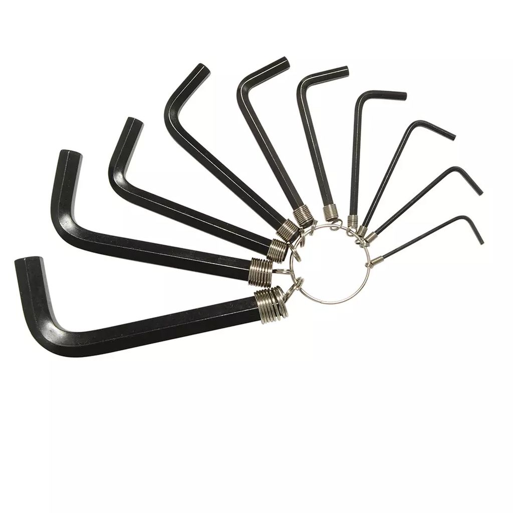 JUEGO DE LLAVES HEXAGONALES FRACCIONAL "L" (10 PZAS) EN ARGOLLA, FOY