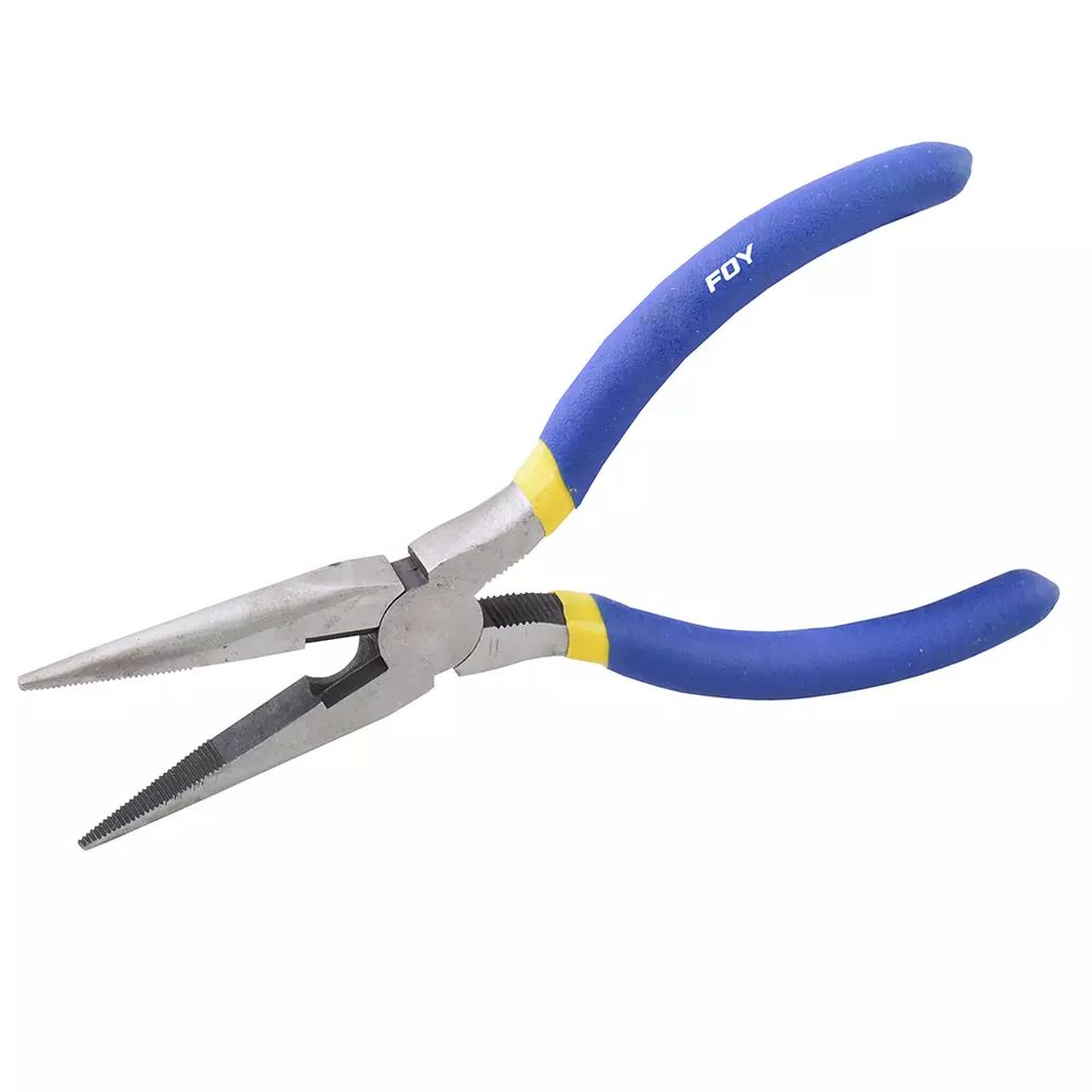 PINZA PARA ELECTRICISTA 6" DE PUNTA LARGA CORTE LATERAL  (TARJETA), FOY