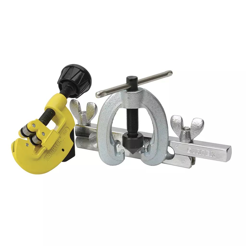 JUEGO DE CORTATUBO Y AVELLANADOR 1/8" A 1.1/8" (3 PZAS) EN CAJA METALICA, SURTEK