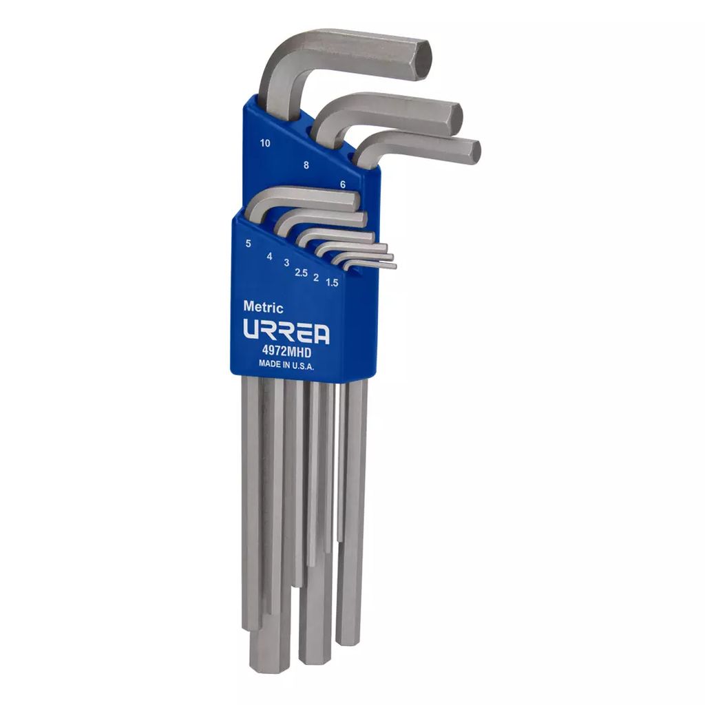 JUEGO DE LLAVES HEXAGONALES FRACCIONAL "L" (9 PZAS) RACK, URREA