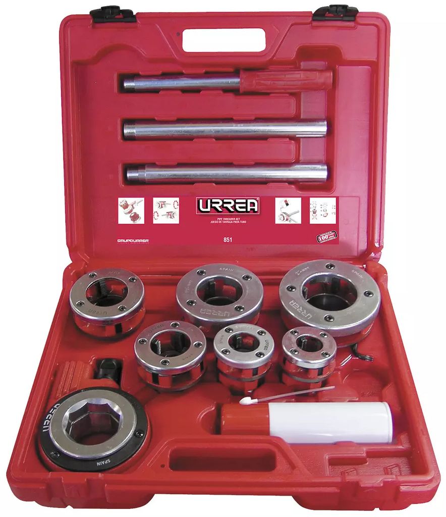 TARRAJA MANUAL 1/2" A 2" TUBO NPT CJA. PLASTICA (7 PZAS), URREA