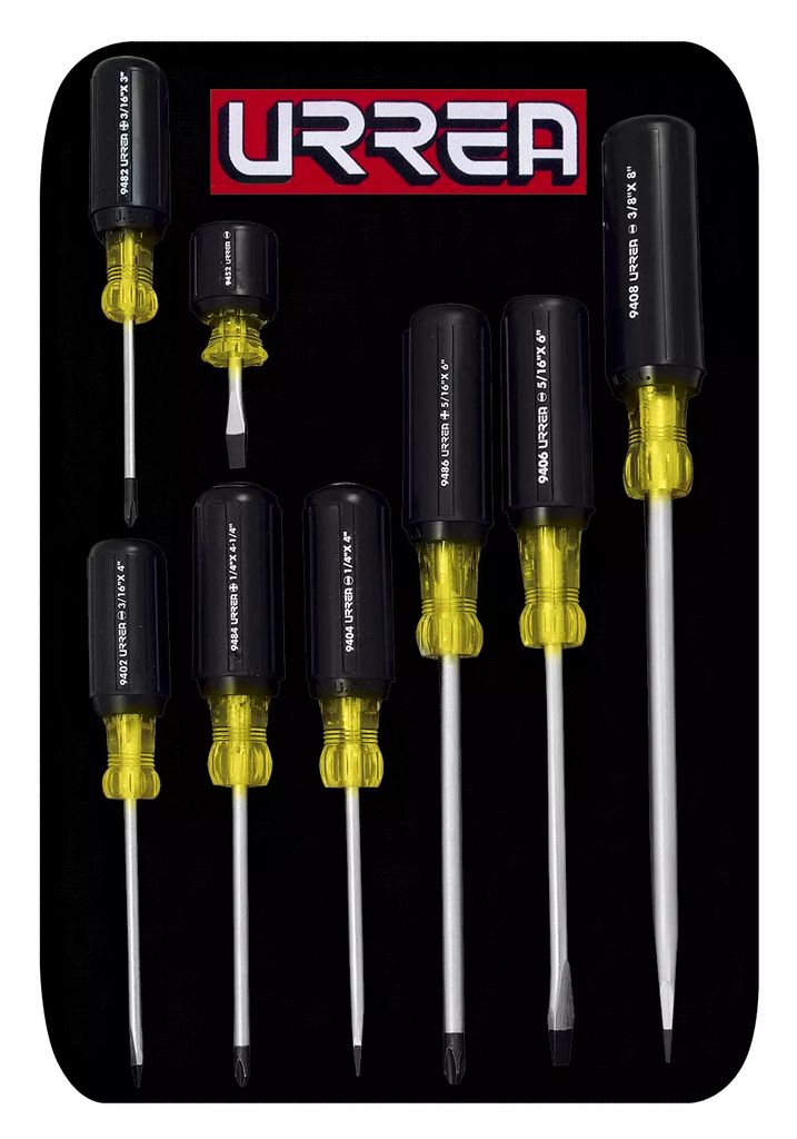 JUEGO DESARMADORES COMBINADOS (8 PZAS) PLANO Y PHILLIPS CUSHION GRIP, URREA