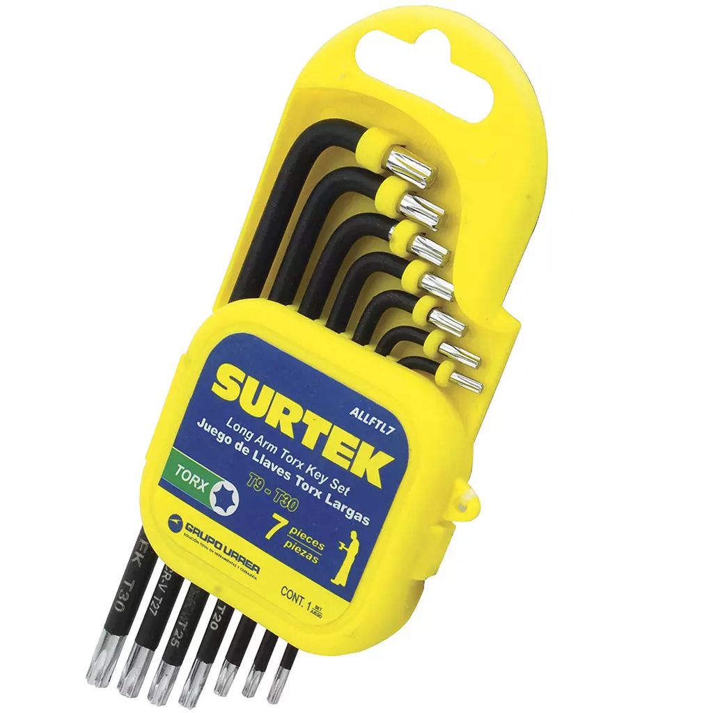 JUEGO DE LLAVES HEXAGONALES TORX L (7 PZAS) RACK PLASTICO, SURTEK