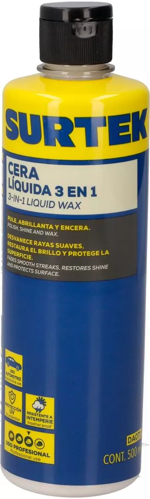 CERA LIQUIDA 3 EN 1 (PULE, ABRILLANTA Y ENCERA), 500 ML, SURTEK