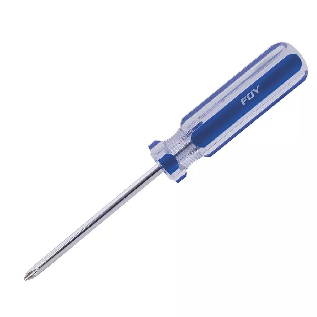 DESARMADOR PHILLIPS #1 3/16"X3" DE PVC AZUL/TRANSPARENTE, FOY