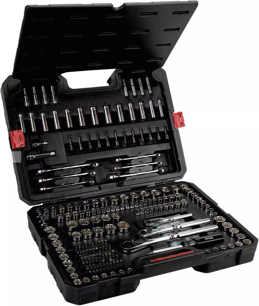 JUEGO DE DADOS Y ACCESORIOS COMBINADOS 230 PZAS BM, URREA