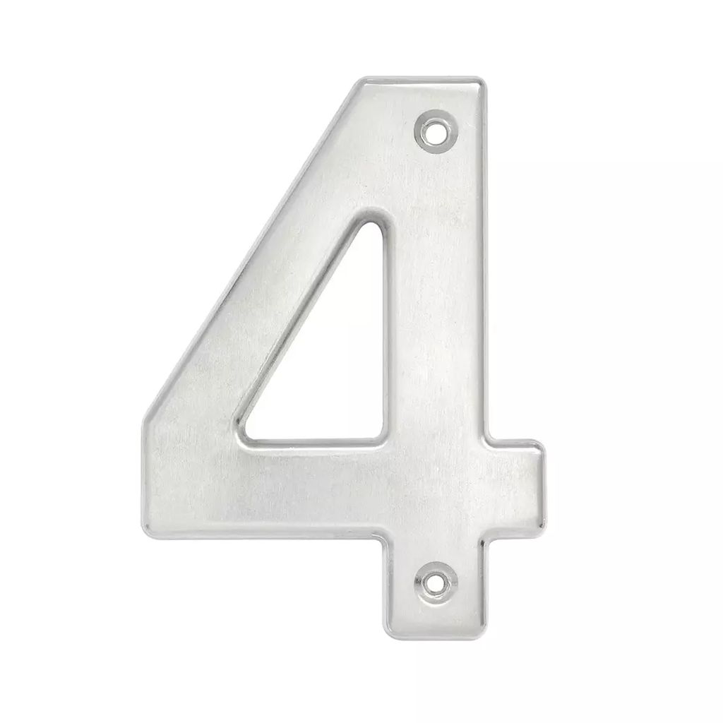 NUMERO DE FACHADA Nº 4 BOLD 4" CROMO SATINADO, LOCK