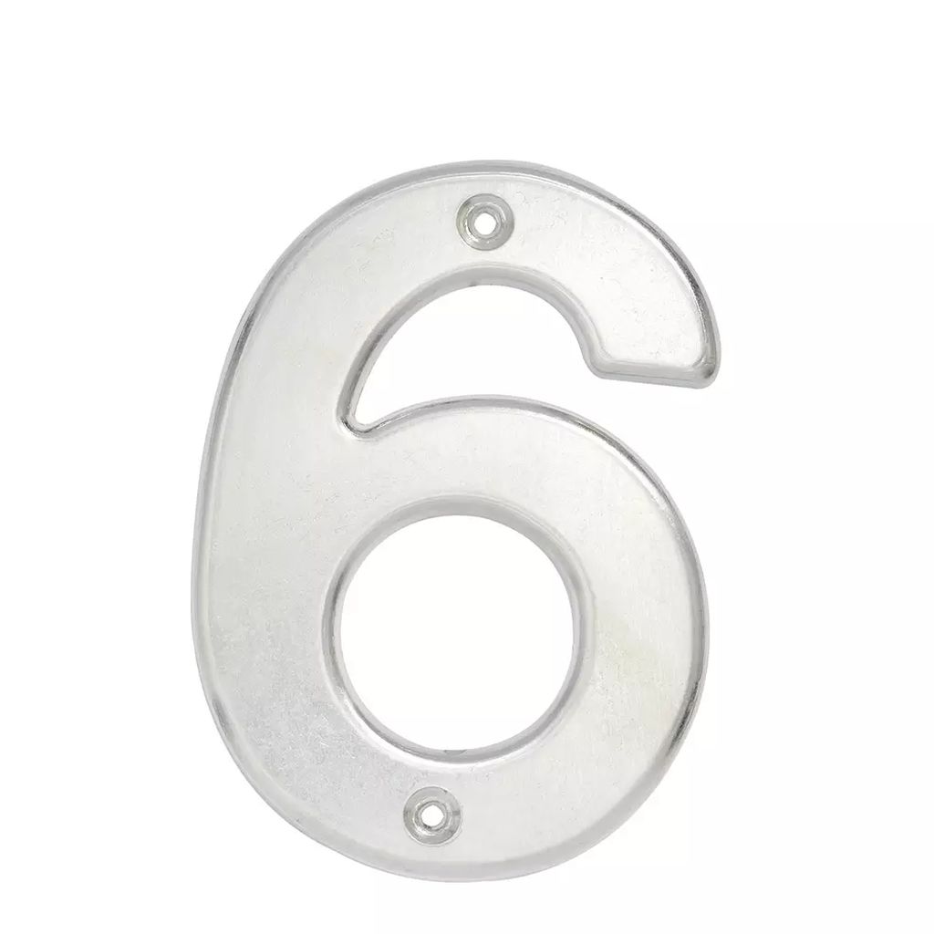 NUMERO DE FACHADA Nº 6 BOLD 4" CROMO SATINADO, LOCK