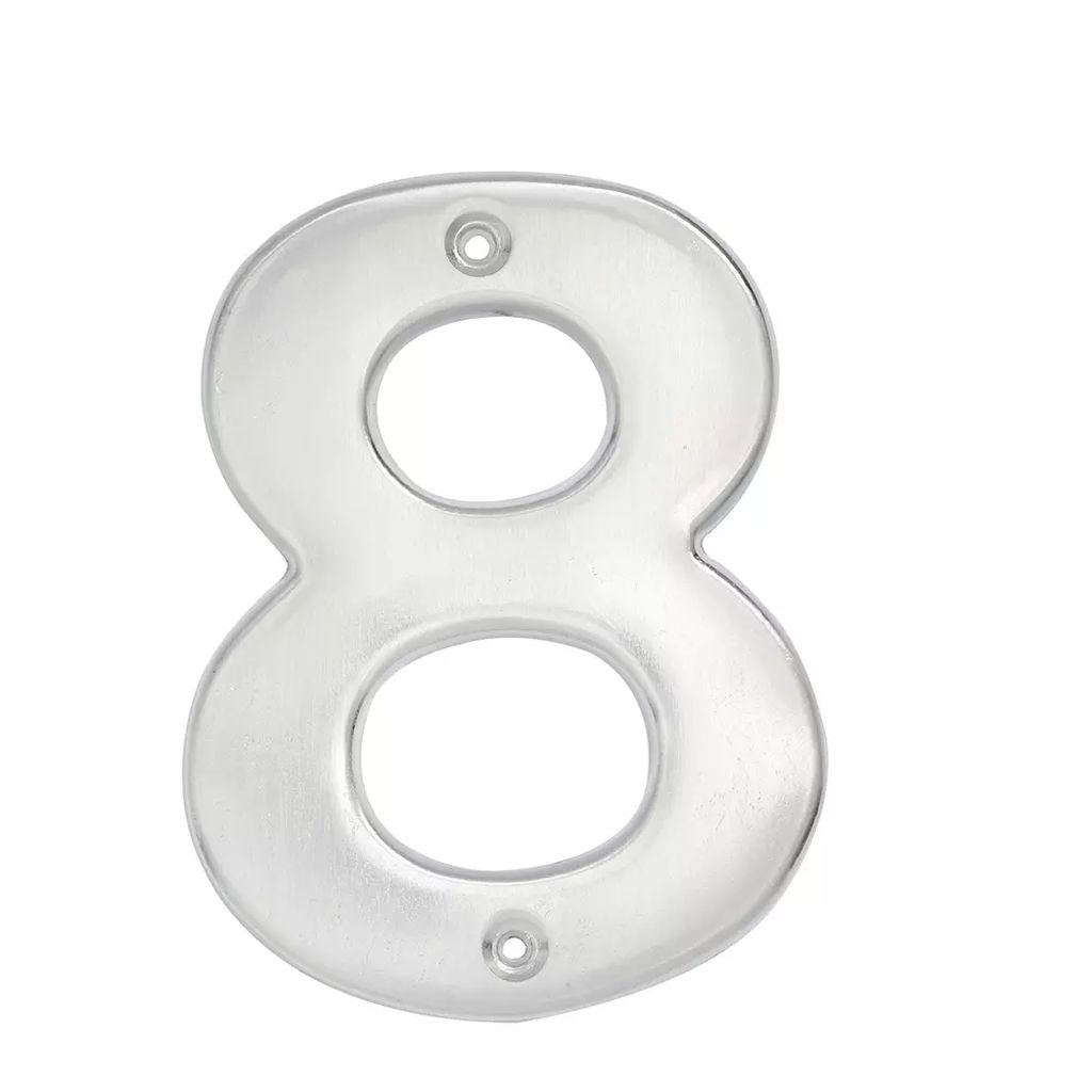 NUMERO DE FACHADA Nº 8 BOLD 4" CROMO SATINADO, LOCK