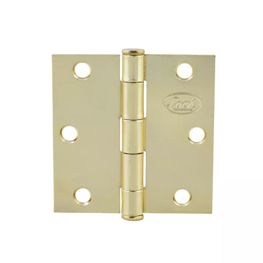 BISAGRA LIGERA CUADRADA 3" (74MM) LATON BRILLANTE CON TORNILLOS, LOCK