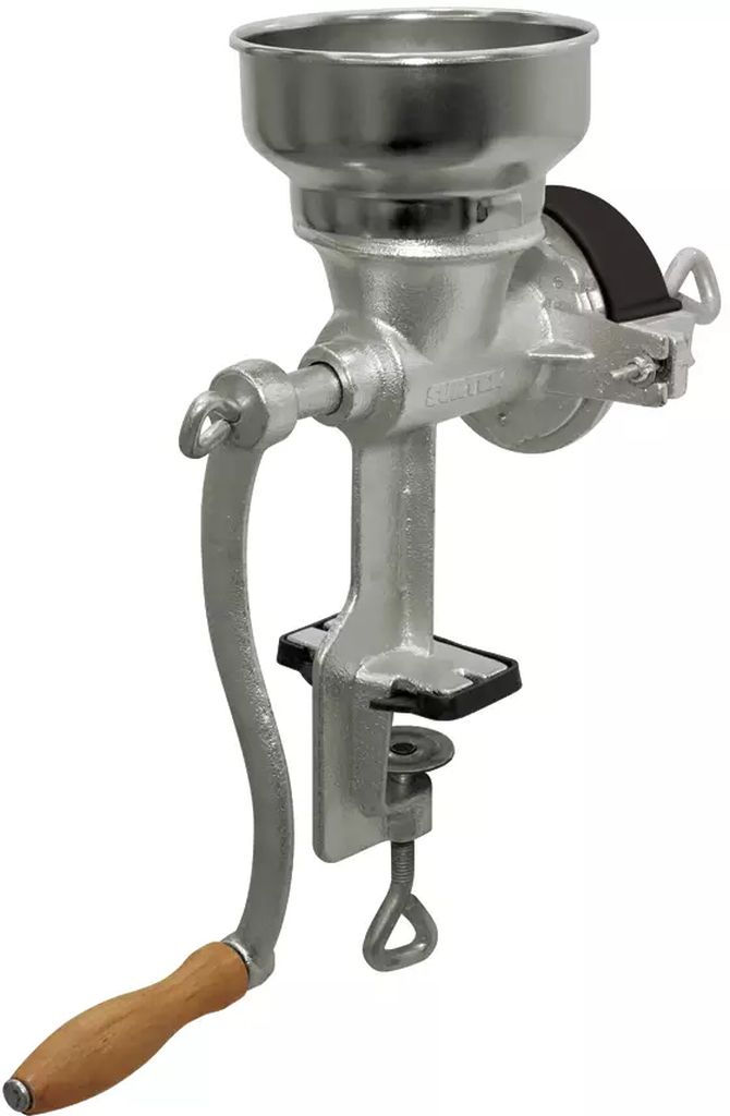 MOLINO PARA GRANOS Y NIXTAMAL DE HIERRO FUNDIDO MANGO DE MADERA, SURTEK