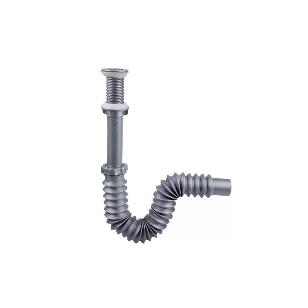 CESPOL PARA LAVABO FLEXIBLE SIN BOTE CHICO GRIS Y REJILLA DE ACERO, URREA